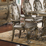 Ragenardus Vintage Synthetic Leather & Vintage Oak Finish Arm Chair (Set-2)