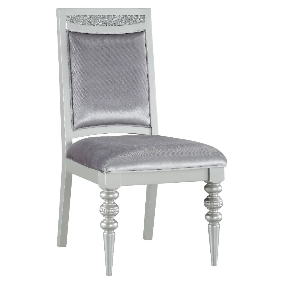 Maverick Fabric & Platinum Finish Side Chair (Set-2)