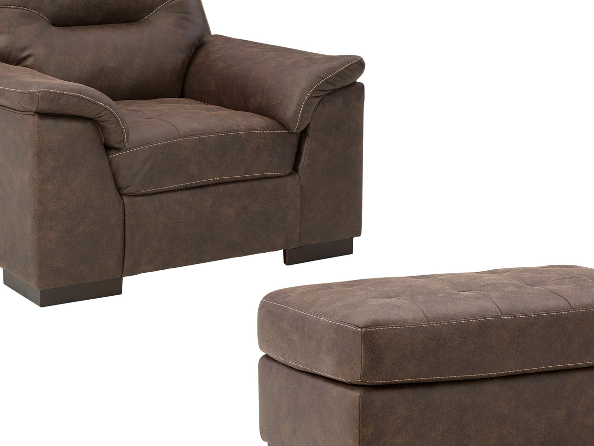 Maderla Walnut Chair And Ottoman