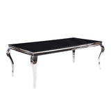 Fabiola Black Glass Top & Stainless Steel Dining Table
