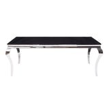 Fabiola Black Glass Top & Stainless Steel Dining Table