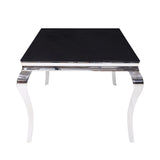 Fabiola Black Glass Top & Stainless Steel Dining Table