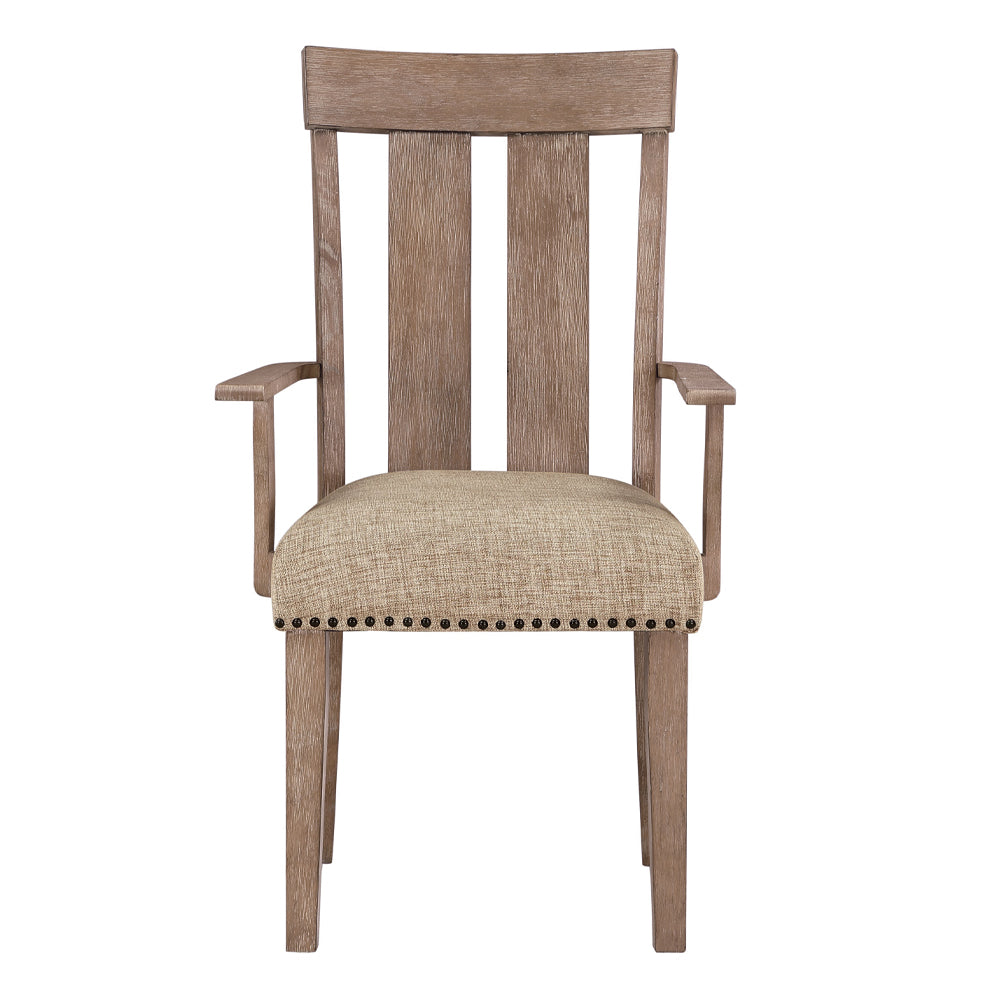 Nathaniel Fabric & Maple Finish Arm Chair (Set-2)