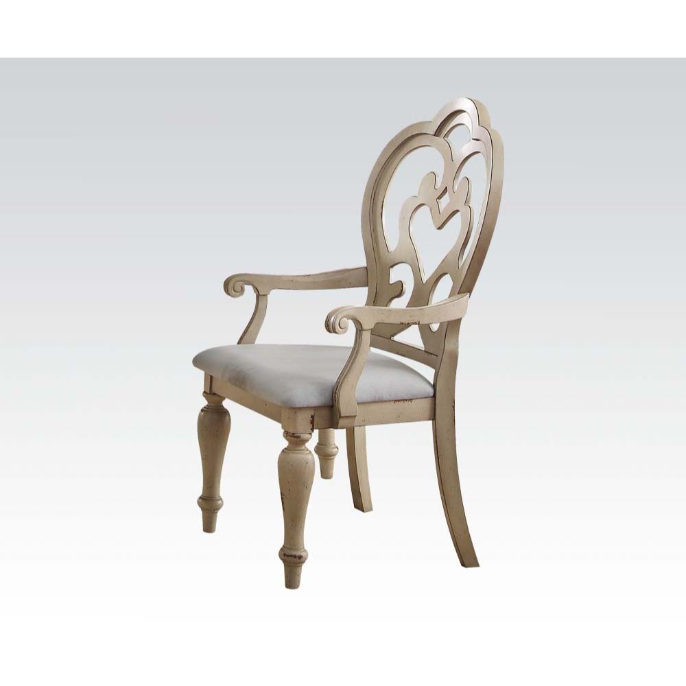 Abelin Fabric & Antique White Chair (2Pc)