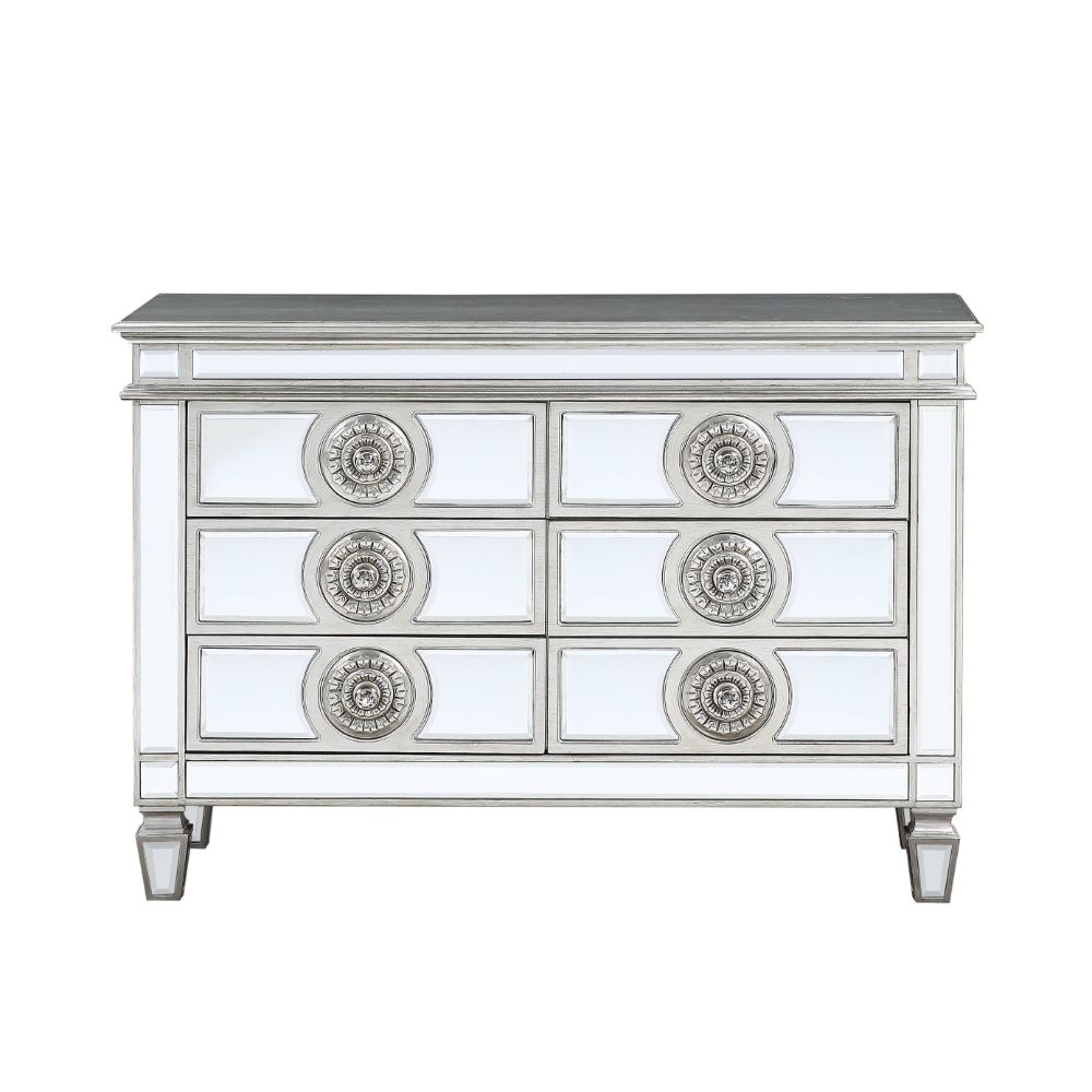Varian Mirrored & Antique Platinum Finish Server