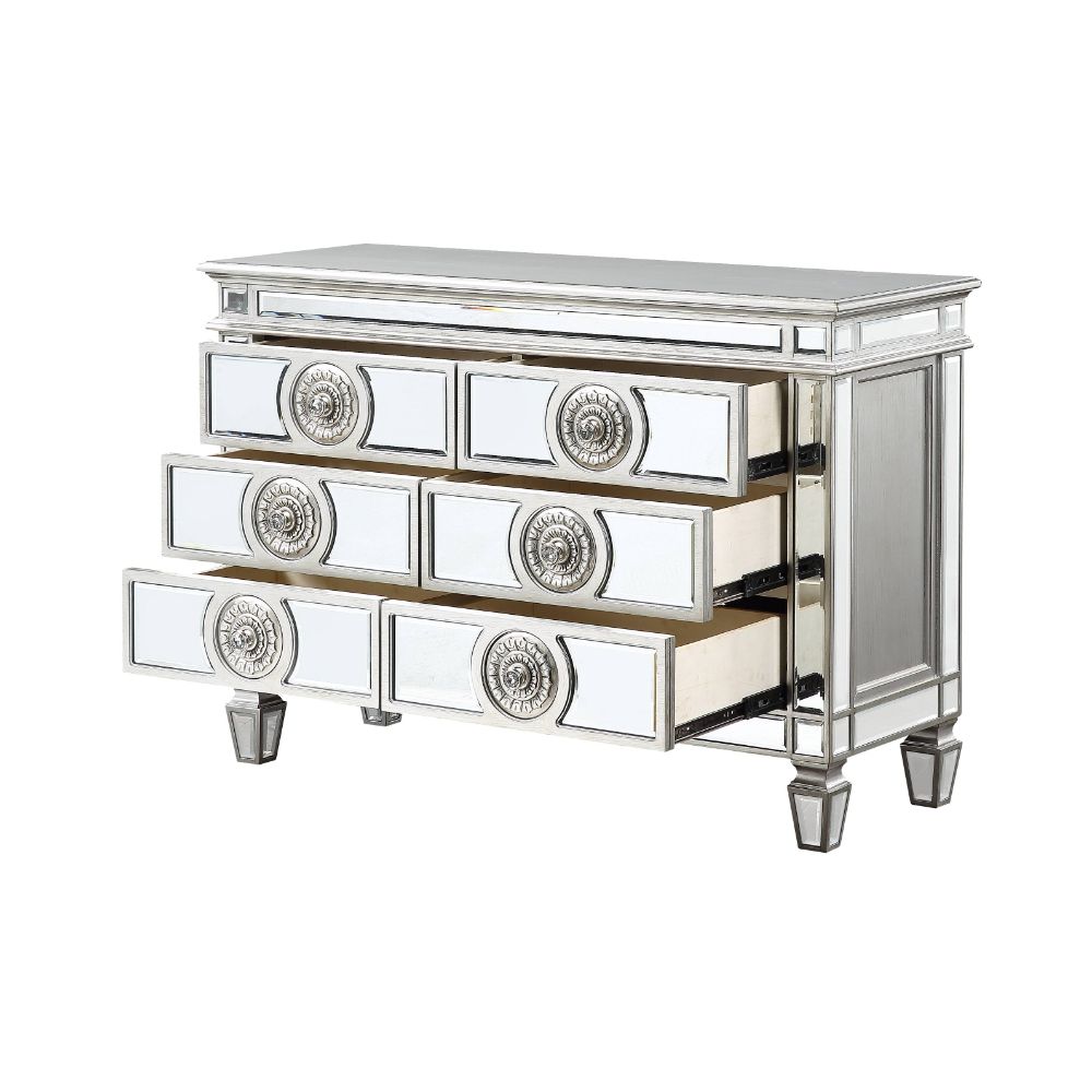 Varian Mirrored & Antique Platinum Finish Server