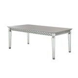 Varian Mirrored & Antique Platinum Finish Dining Table