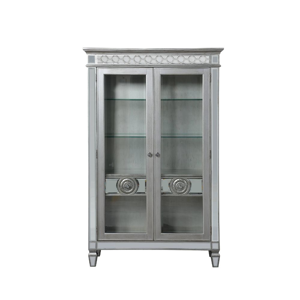 Varian Mirrored & Antique Platinum Finish Curio