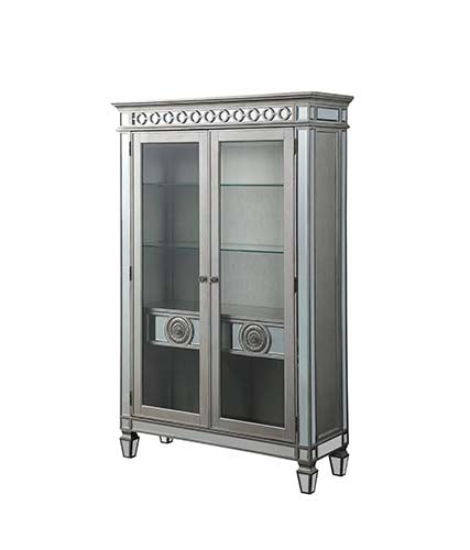 Varian Mirrored & Antique Platinum Finish Curio
