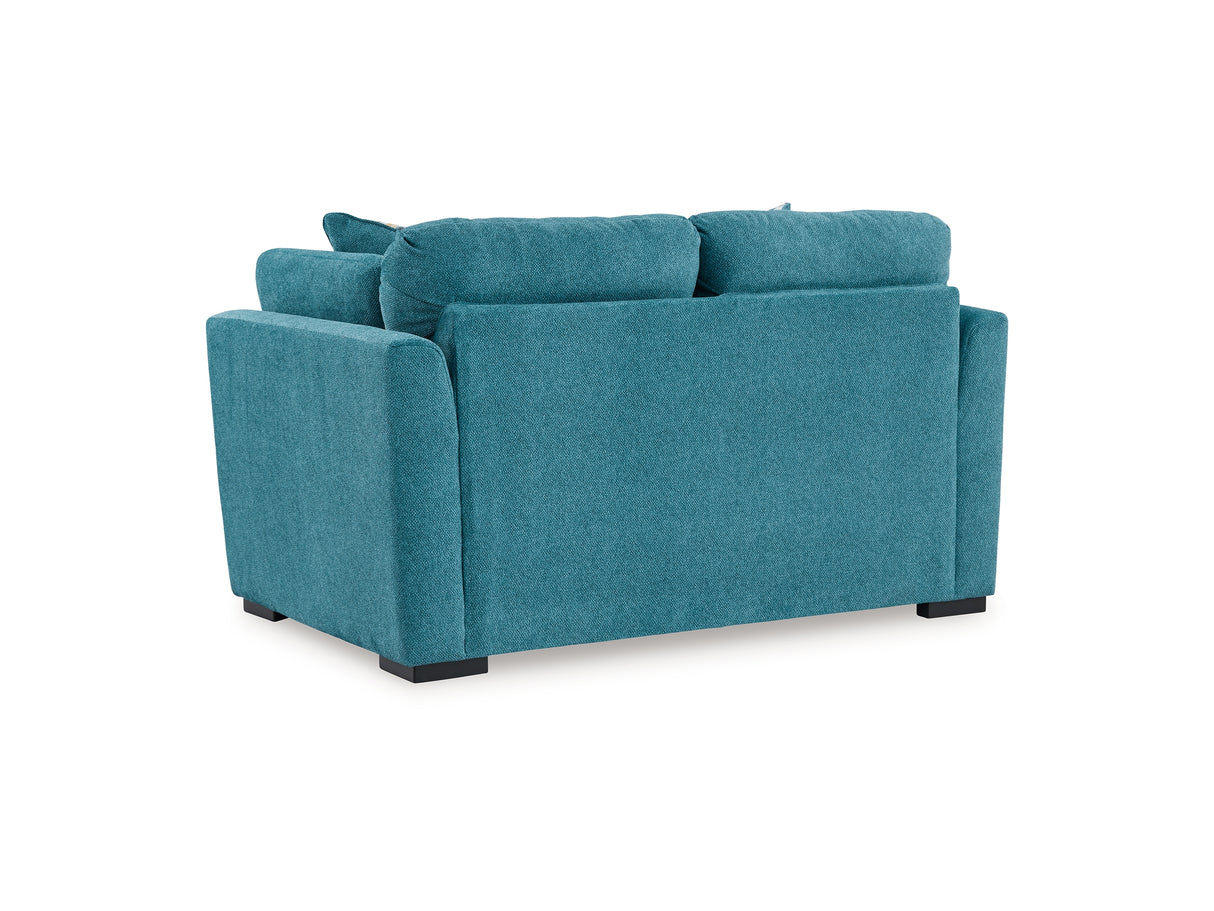Keerwick Teal Queen Sofa Sleeper, Loveseat And Ottoman