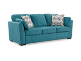 Keerwick Teal Queen Sofa Sleeper, Loveseat And Ottoman