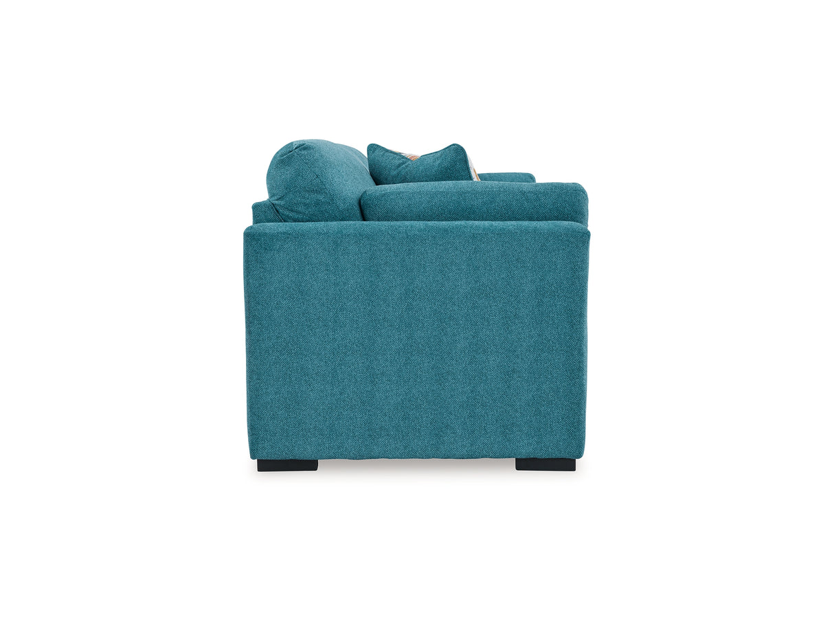 Keerwick Teal Queen Sofa Sleeper, Loveseat And Ottoman