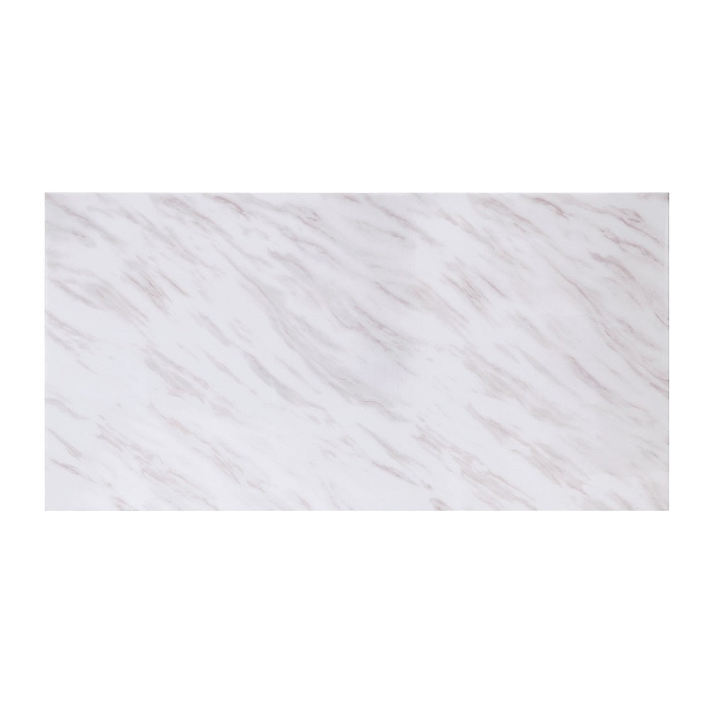 Zander White Printed Faux Marble Top & Mirrored Silver Finish Dining Table