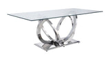 Finley Clear Glass Top & Mirrored Silver Finish Dining Table