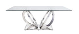 Finley Clear Glass Top & Mirrored Silver Finish Dining Table