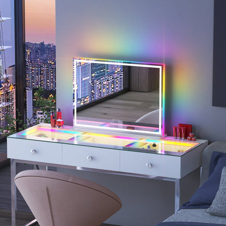 Luxury Hollywood Glow Vanity Mirror with RGB & Led Light Strip