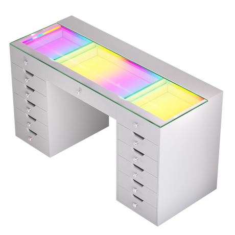 Eva-RGB Vanity Desk Pro - 13 Storage Drawers