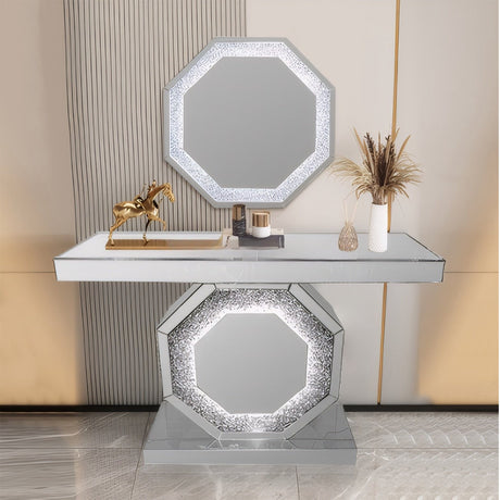 Crushed Diamonds LED Mirrored Console Table