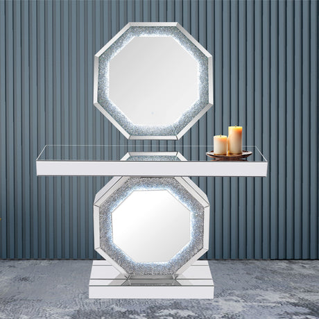 Crushed Diamonds LED Mirrored Console Table