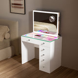 Diana RGB Vanity Desk with 6 Storage Drawers and Led Light Hollywood Mirror (Only sell in California)