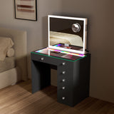 Diana RGB Vanity Desk with 6 Storage Drawers and Led Light Hollywood Mirror (Only sell in California)