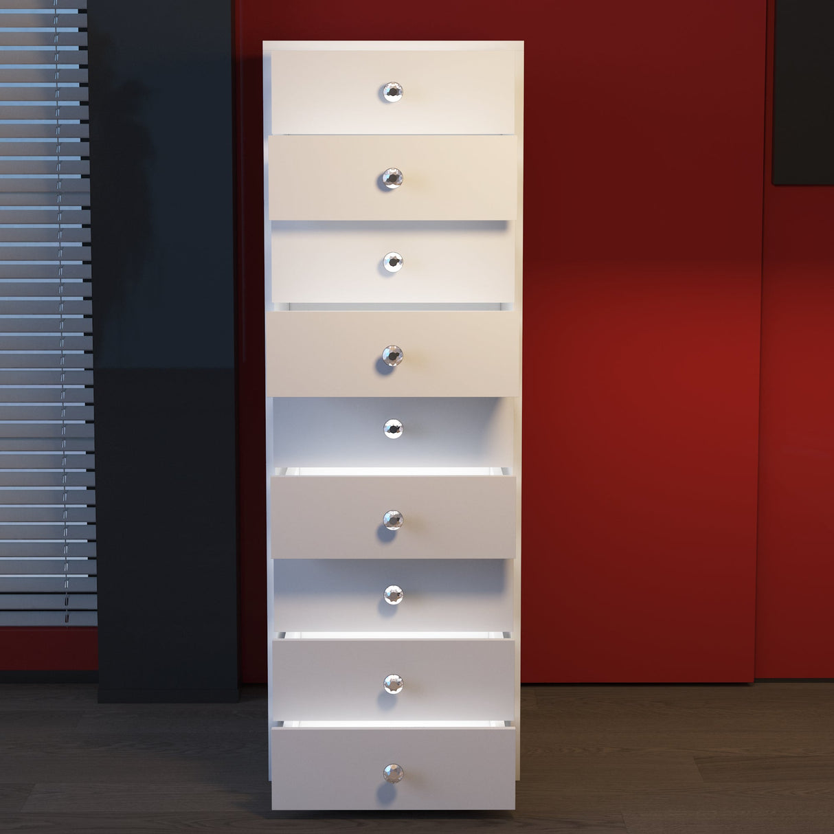 9-Drawer Makeup Vanity Storage Unit with Lights