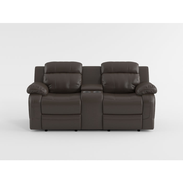 Marille Black Bonded Leather Reclining Loveseat