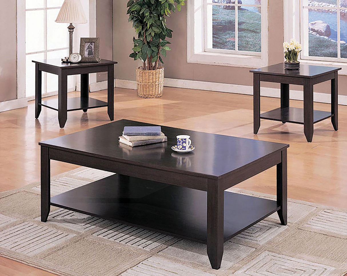 Brooks 3-Piece Occasional Table Set With Lower Shelf Cappuccino