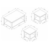 Brooks 3-Piece Occasional Table Set With Lower Shelf Cappuccino