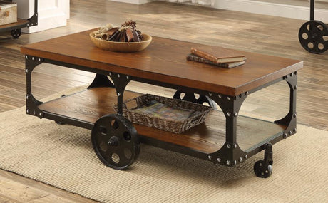 Shepherd Coffee Table With Casters Rustic Brown