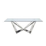 Dekel Clear Glass Top & Stainless Steel Dining Table