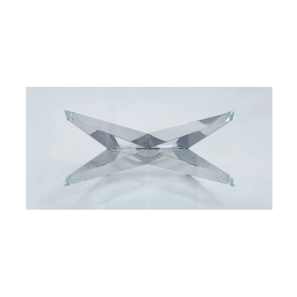 Dekel Clear Glass Top & Stainless Steel Dining Table
