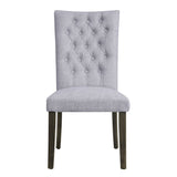 Merel Gray Linen & Gray Oak Finish Side Chair (Set-2)