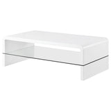 Airell Rectangular Coffee Table With Glass Shelf White High Gloss