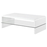 Airell Rectangular Coffee Table With Glass Shelf White High Gloss