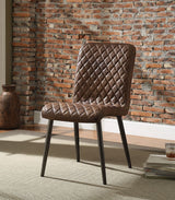 Millerton Vintage Chocolate Top Grain Leather & Antique Black Finish Side Chair (Set-2)