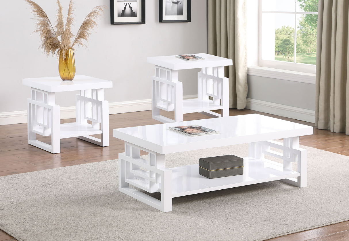 Schmitt 3-piece Coffee and End Table Set White High Gloss