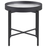 Ozella Round End Side Table with Recessed Top Sandy Black