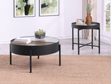 Ozella 2-piece Round Coffee and End Table Set Sandy Black