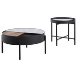 Ozella 2-piece Round Coffee and End Table Set Sandy Black