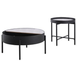 Ozella 2-piece Round Coffee and End Table Set Sandy Black