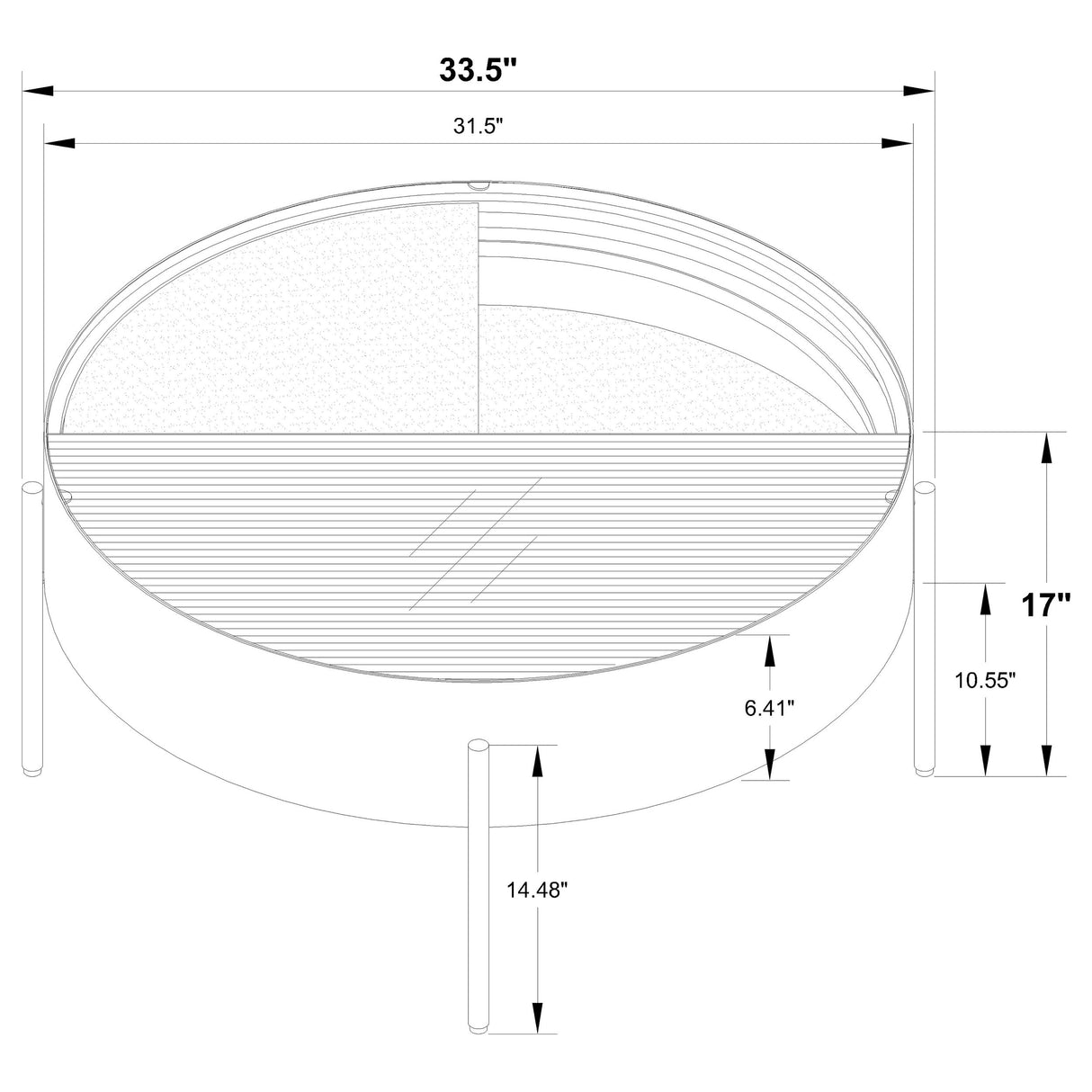 Ozella Round Coffee Table with Hidden Storage Sandy Black