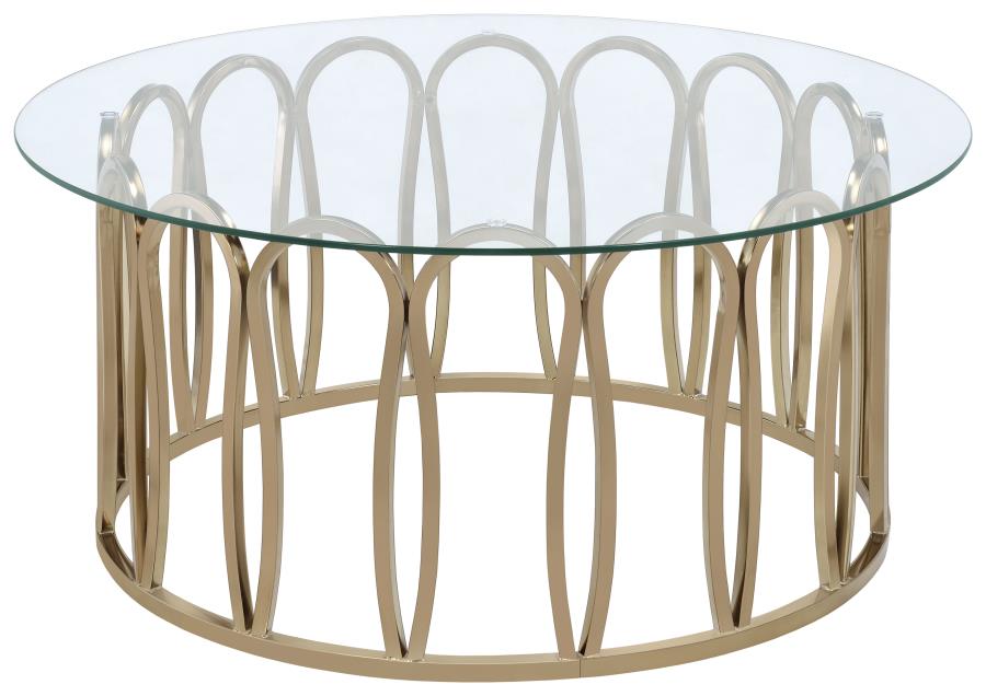 Monett Chocolate Chrome Round Glass Top Coffee Table
