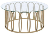 Monett Chocolate Chrome Round Glass Top Coffee Table