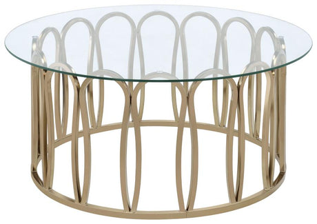 Monett Chocolate Chrome Round Glass Top Coffee Table