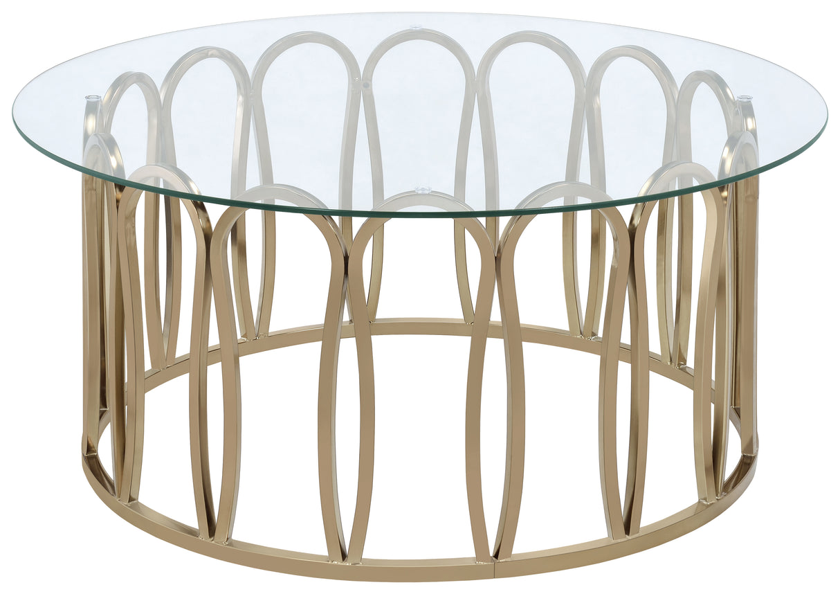Monett Chocolate Chrome Round Glass Top Coffee Table