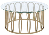 Monett Chocolate Chrome Round Glass Top Coffee Table