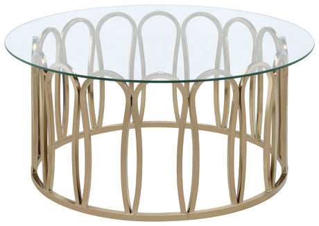 Monett Chocolate Chrome Round Glass Top Coffee Table