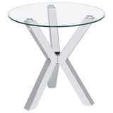 Kenzie Round Tempered Glass Top End Side Table Chrome