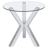 Kenzie Round Tempered Glass Top End Side Table Chrome
